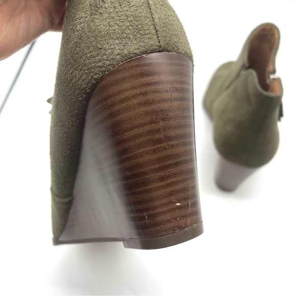 New Directions Olive Green Sarita Wedge Booties Women Size 9.5 Vegan Suede Fall - Picture 9 of 11